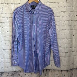 Lauren Ralph Lauren Men’s Blue Red Striped Long sleeve dress Shirt size 16 1/2
